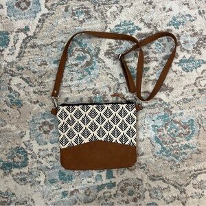 byMart canvas and vegan leather Brown and Black Printed Crossbody Bag - Etsy